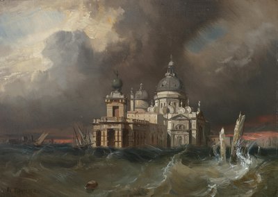 Storm Over Santa Maria della Salute in Venice by Jules Romain Joyant